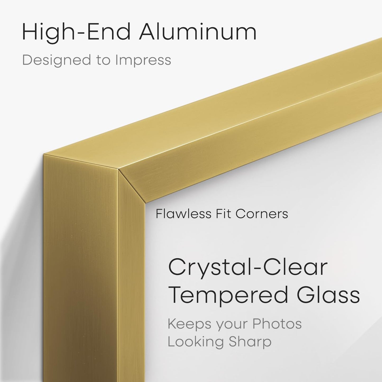 Homeforia 16 x 20 Picture Frame Gold, High End Metal 16x20 Poster Frames with Mat 11x14 Photo, 16 x 20 Gold Frame Matted to 11 by 14 Print, 20x16 Thin Hanging Frame, Tempered Glass, Wall Kit, Set of 1