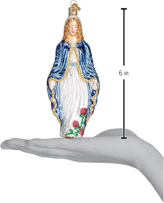 Old World Christmas Virgin Mary Glass Blown Ornament for Christmas Tree, Handcrafted Holiday Decoration, Religion Collection