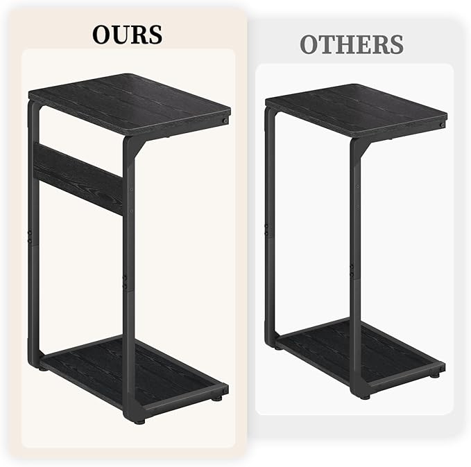 C-Shaped End Table, Small Couch Side Table, Sofa TV Tray Table for Living Room, Bedroom, Bedside ET-YB-BKW1