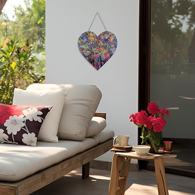 FKKA Front Porch Decor Farmhouse, Tree of Gifts Wall Art, Metal Heart Wall Decor For Bedroom, Easy Hanging With A Hanging Rope, Colorful, Gift