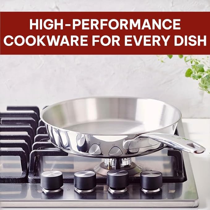 Beka Maestro 11" 5-Ply Stainless Steel Frying Pan – Dishwasher & Oven Safe, No Hot Spots and Stay-Cool Handle