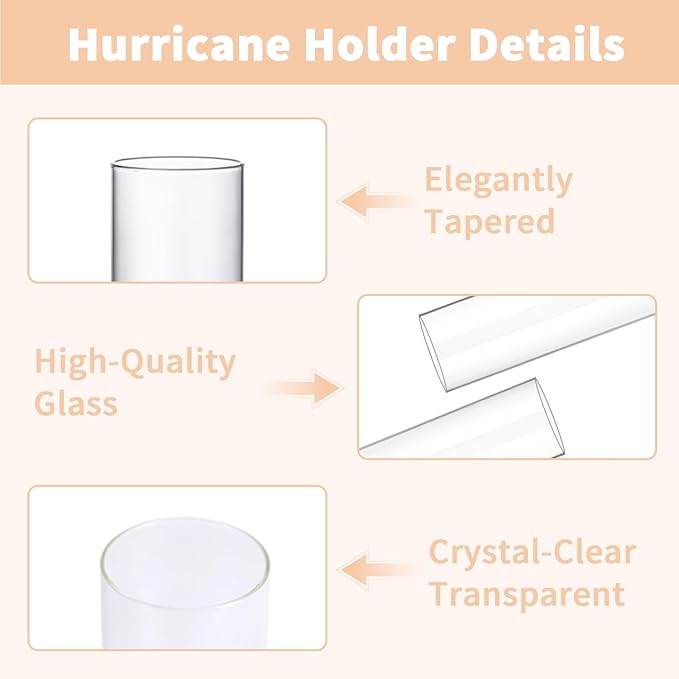 CHILL RECIPE Glass Hurricane Candlestick Holders Clear 14" Tall Cylinder Candle Holder Chimney Tube, Floral Taper Crystal Candle Stick Holder for Birthday Wedding Christmas Home Decor(2 Set 12Pcs)