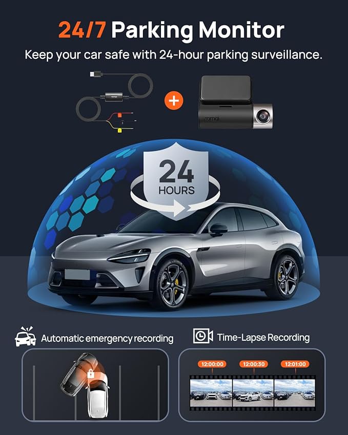 70mai 2.7K Dash Cam Front A500S, 1944P Dash Camera for Cars with Sony IMX335, Dashcam Built-in WiFi GPS, Optional Rear Dashcam, ADAS, 2'' IPS LCD Screen, 24H Parking Mode, WDR, Super Night Vision