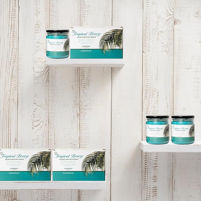 Candle Set Tropical Breeze Odor Eliminating – 2 Pack - 12oz – Long-Lasting Soy Wax Candles – Neutralizes Pet, Kitchen & Smoke Odors – Clean Burn, Eco-Friendly, Aromatherapy Candle