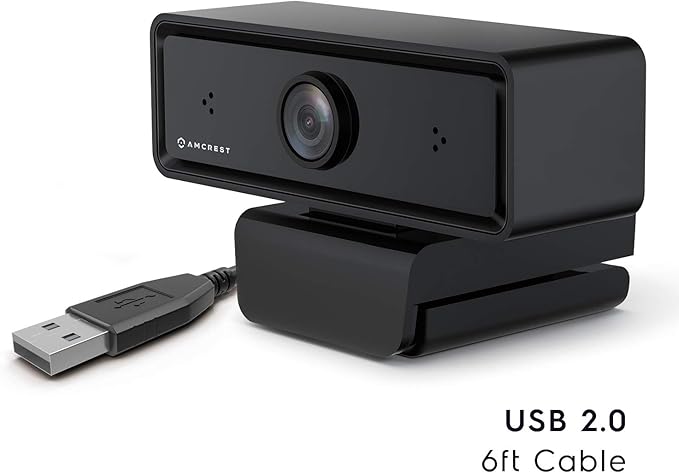 Amcrest 1080P Webcam with Microphone & Privacy Cover, 2 Noise-Cancelling Mics, USB Webcams for Desktop/Laptop PC Computer, Web Cam for Calls, Conference, Zoom, Skype, Online Classes, Meetings AWC2198