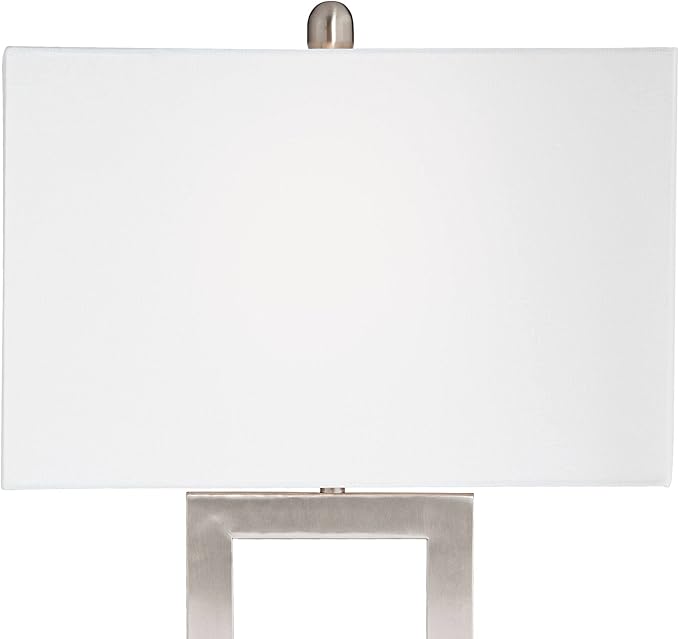 360 Lighting Todd Modern Table Lamp with Hotel Style USB and AC Power Outlet in Base 30" Tall Brushed Nickel Rectangle White Shade for Living Room Bedroom House Bedside Nightstand Home