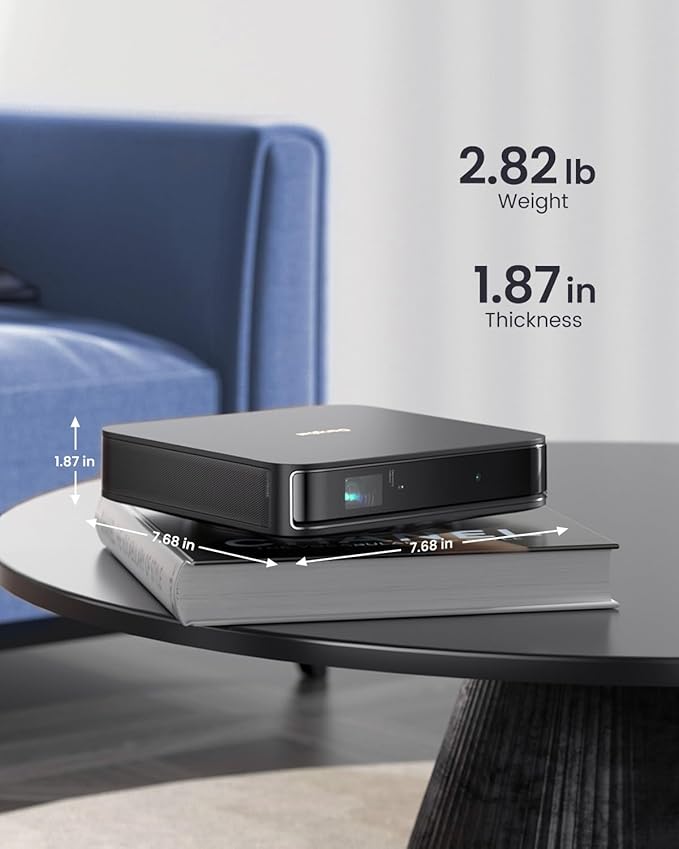 Dangbei Atom Portable Laser Projector, Google TV with Official Netflix, 1200 ISO Lumens, 180" Display, 1080p (4K Input), 3D Ready, Dolby Audio, 1.87" Ultra-Thin Home Theater Projector