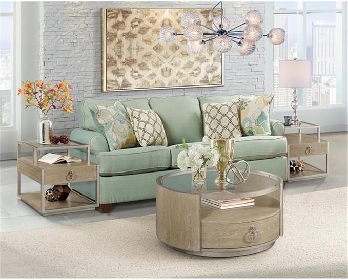 Home Square Refined Glam Side Table in Natural Finish - Set of 2