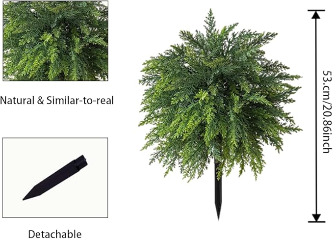Christmas Decorative Plants Artificial Topiary Trees with Spike, 2pcs UV Resistant Artificial Bushes, Artificial Fake Plants Shrubs for Doorway Porch Garden Decorate (Green)