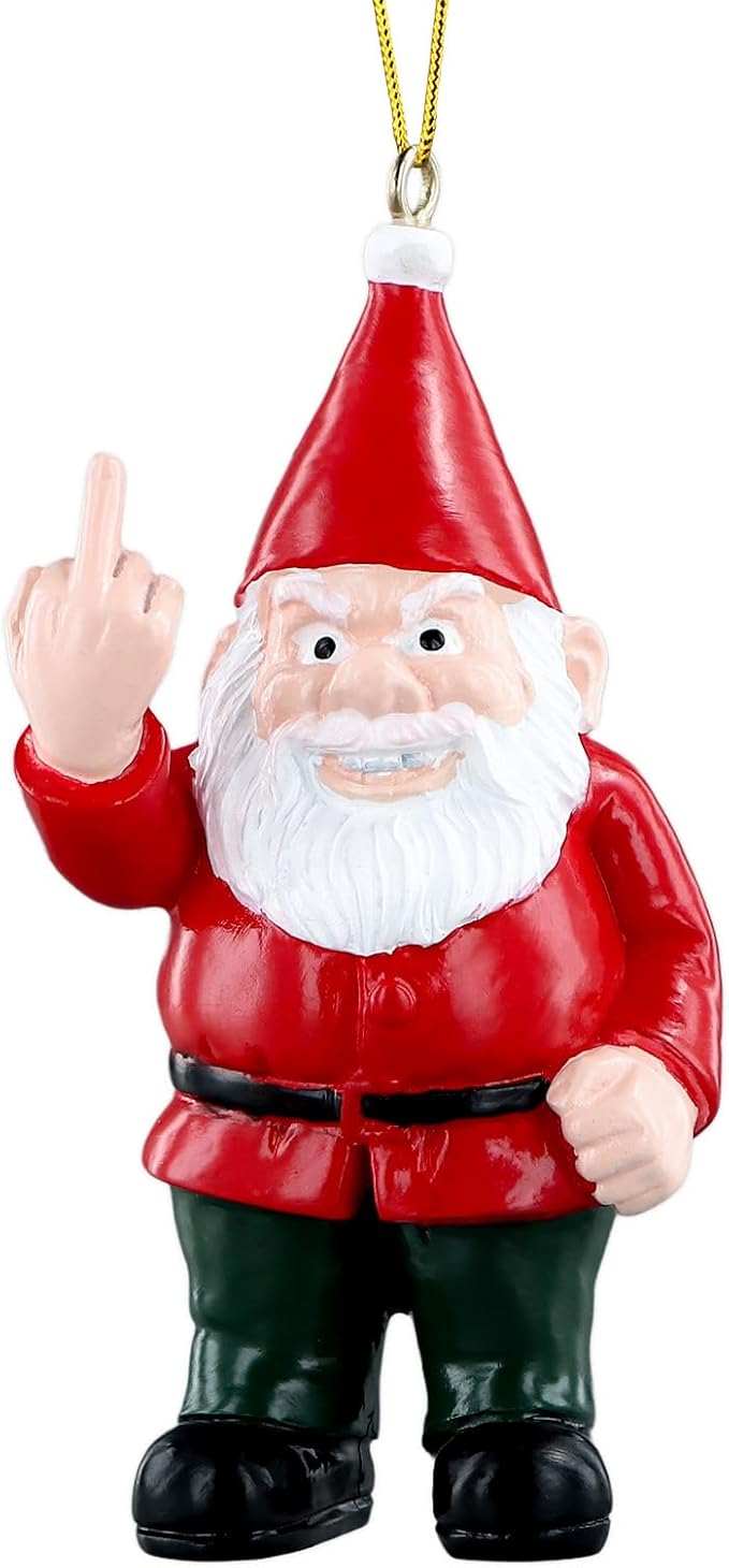 PETCEE Gnome Ornament - Naughty Gnome Funny Christmas Ornaments for Adults Inappropriate Christmas Tree Ornament Decorations Holiday Gnome Home Decor White Elephant Keepsake Gifts for Adults Friends