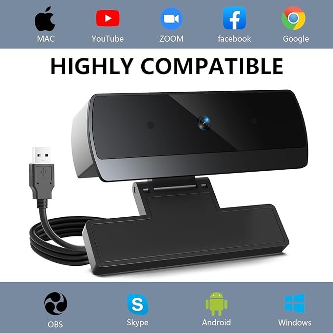 Full HD 1080p Webcam for pc Camera for Computer Laptop Web cam Desktop Streaming Camera,Built-in Mic,Plug & Play USB