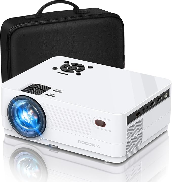 Projector with 5G WiFi and Bluetooth, Native 1080P Projector, Full HD 18000LM Movie Projector, 100" Display Home Theater, Compatible with Phone/Laptop/TV Stick (White, Projector Bag Included)