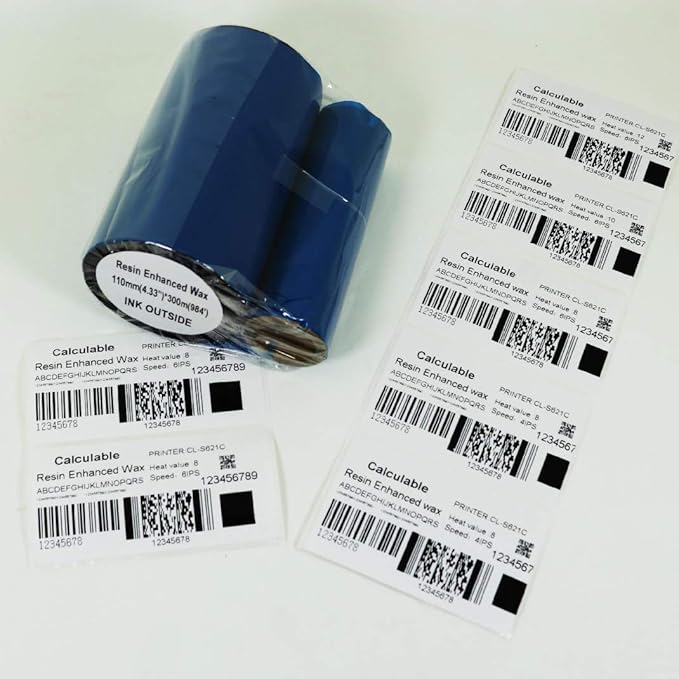4 Rolls 4.33" x 984' Thermal Transfer Ribbon - Premium Resin-Enhanced Wax Printer Ribbon 1inch core Ink Out for Zebra ZT410,ZT420,ZM400,Sato,Datamax,Citizen,Tsc,Tec, Printer