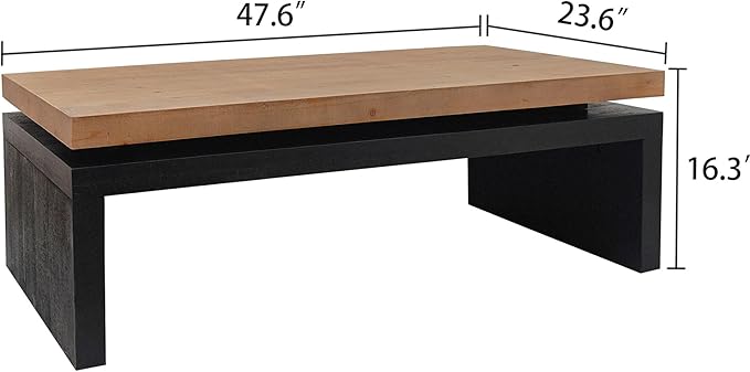 Rectangle Coffee Table for Living Room, Mid Century Modern Coffee Table, Solid Wood Center Table Accent Tea Table for Apartment