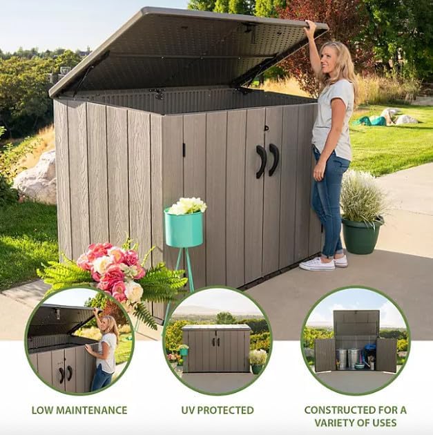 Outdoor Horizontal Storage Shed, 561 Gallons, 75.2 x 52 x 42.5 inches, Light Brown