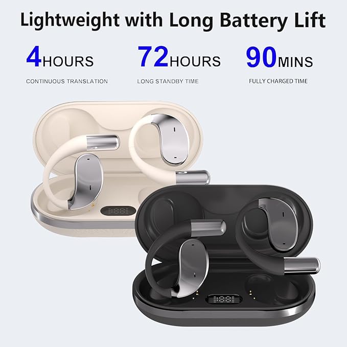 Language Translator Earbuds, Two-Way Instant Language Translator Real Time with APP for 130 Languages,Fast Reaction Translation Device (Apricot)