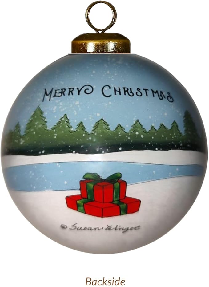 Black Bear Christmas Ornament with Red Scarf and Cardinal – Hand-Painted Glass Wildlife Ornament for Woodland Holiday Décor, Rustic Cabin Theme