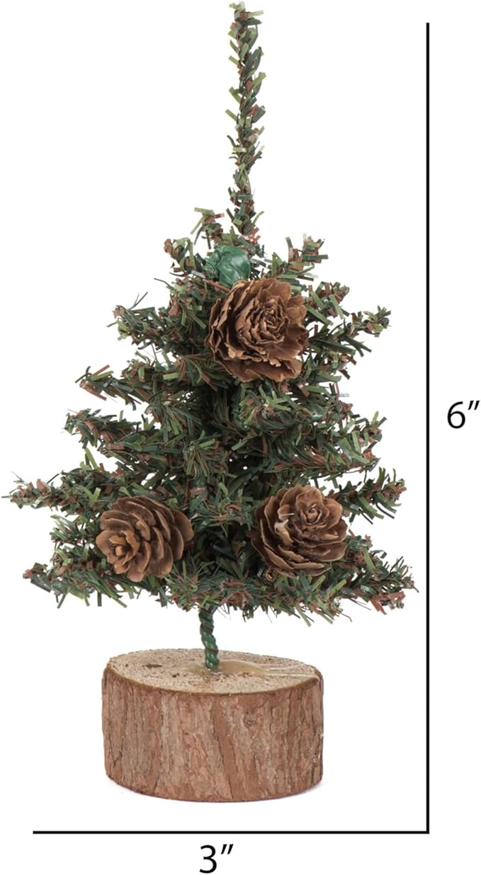 Vickerman 6" Caramel Pine Artificial Christmas Tree Unlit, Seasonal Indoor Tabletop Home Decor with Decorative Wood Base