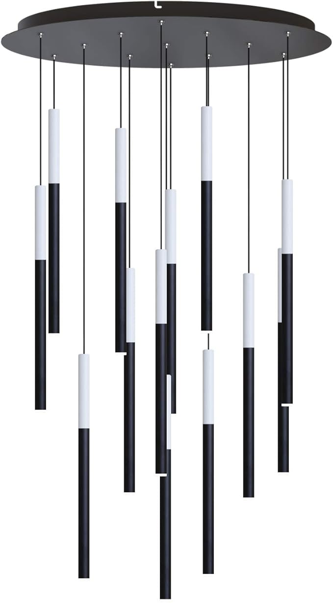 ALTAIR 13 Mini Pendant Lighting White-Black - LED Hanging Light Fixture for Kitchen Island, Bar, Foyer - Cluster Pendants - Dimmable, Adjustable Wire, Lamp Bulb Included