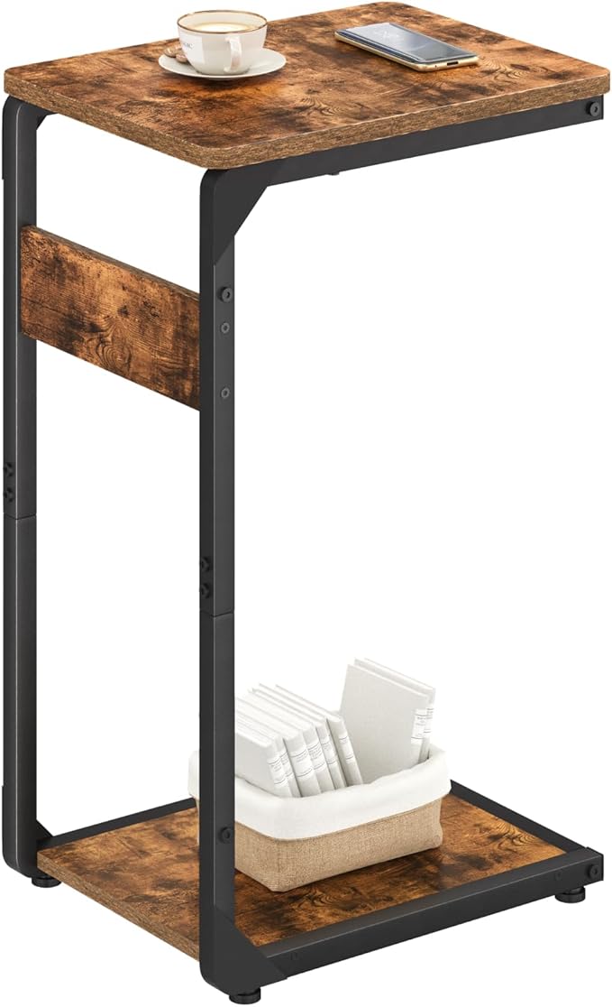 Narrow C-Shaped End Table, Small Couch Side Table, Sofa TV Tray Table for Living Room, Bedroom, Bedside ET-YB-BR1