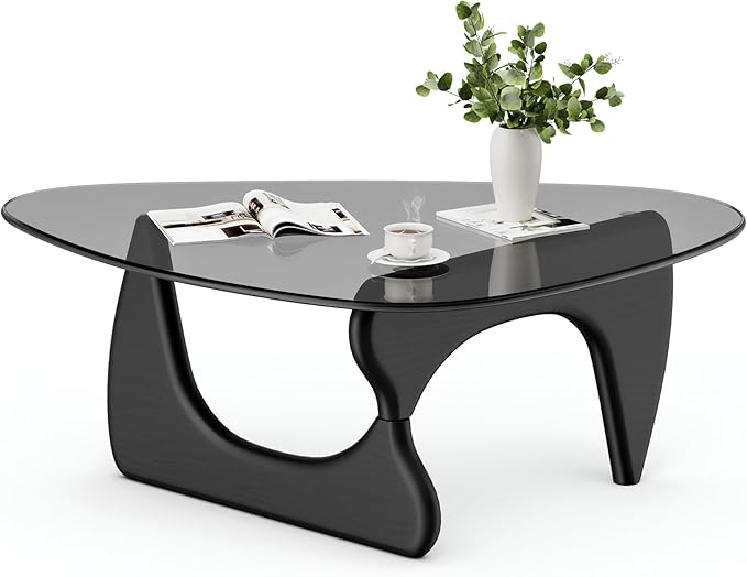 Modern Glass Coffee Table, Mid Century Triangle Coffee Table for Living Room Bedroom Reception Office Tables