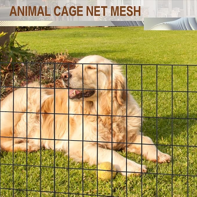 Tongmo 2 ft x 50 ft Black PVC Coated Welded Wire Fence, 16GA Garden Chicken Wire Fence Roll, Mesh Size 2" x 4" Hardware Cloth, Ideal for Yard Protection and Poultry Netting
