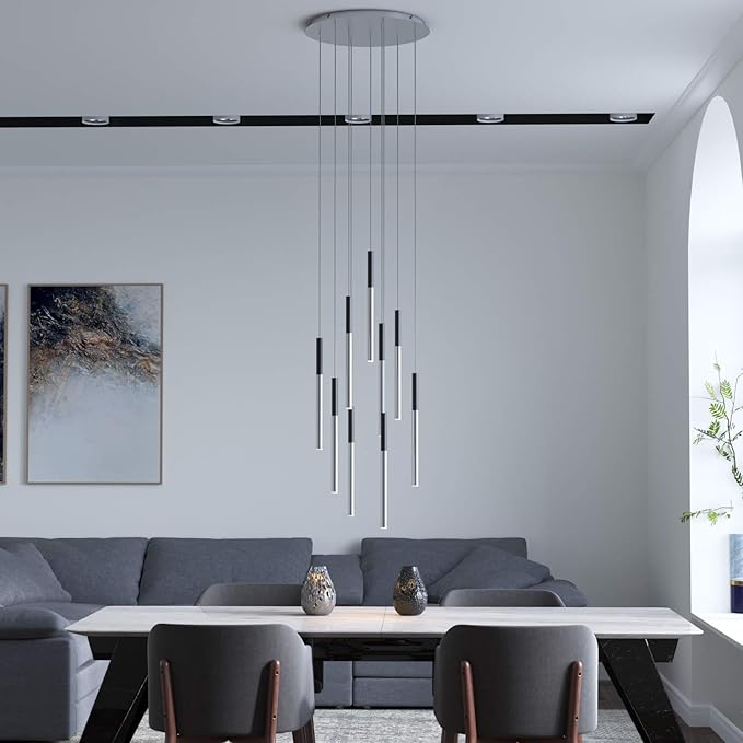ALTAIR 9 Mini Pendant Lighting Black-Nickel - LED Hanging Light Fixture for Kitchen Island, Bar, Foyer - Cluster Pendants - Dimmable, Adjustable Wire, Lamp Bulb Included
