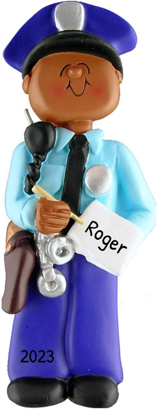 Personalized Police Christmas Ornament 2025 - The Police African American Christmas Ornaments Appreciation Gifts for Coworkers Best Friend Ornament Thank You Gifts for Coworker Ornaments by Elves