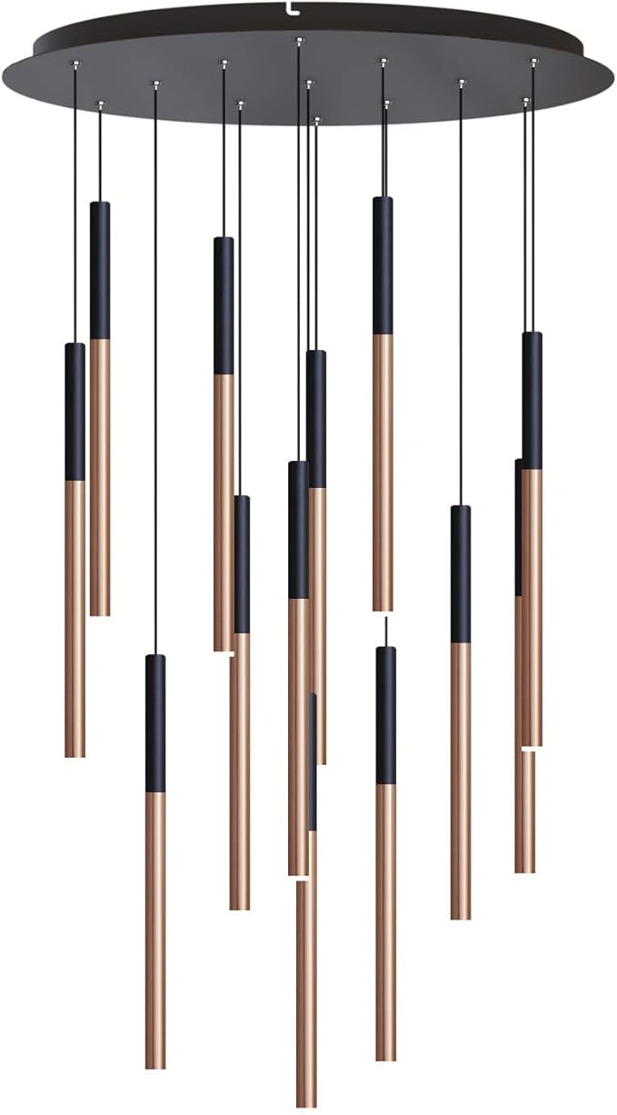 ALTAIR 13 Mini Pendant Lighting Black-Copper - LED Hanging Light Fixture for Kitchen Island, Bar, Foyer - Cluster Pendants - Dimmable, Adjustable Wire, Lamp Bulb Included