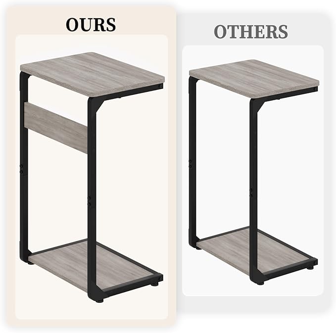 C-Shaped End Tables, Sofa TV Trays Set of 2, Tray Table Small Couch Side Table for Living Room, Bedroom, Bedside ET-YB-GYW2