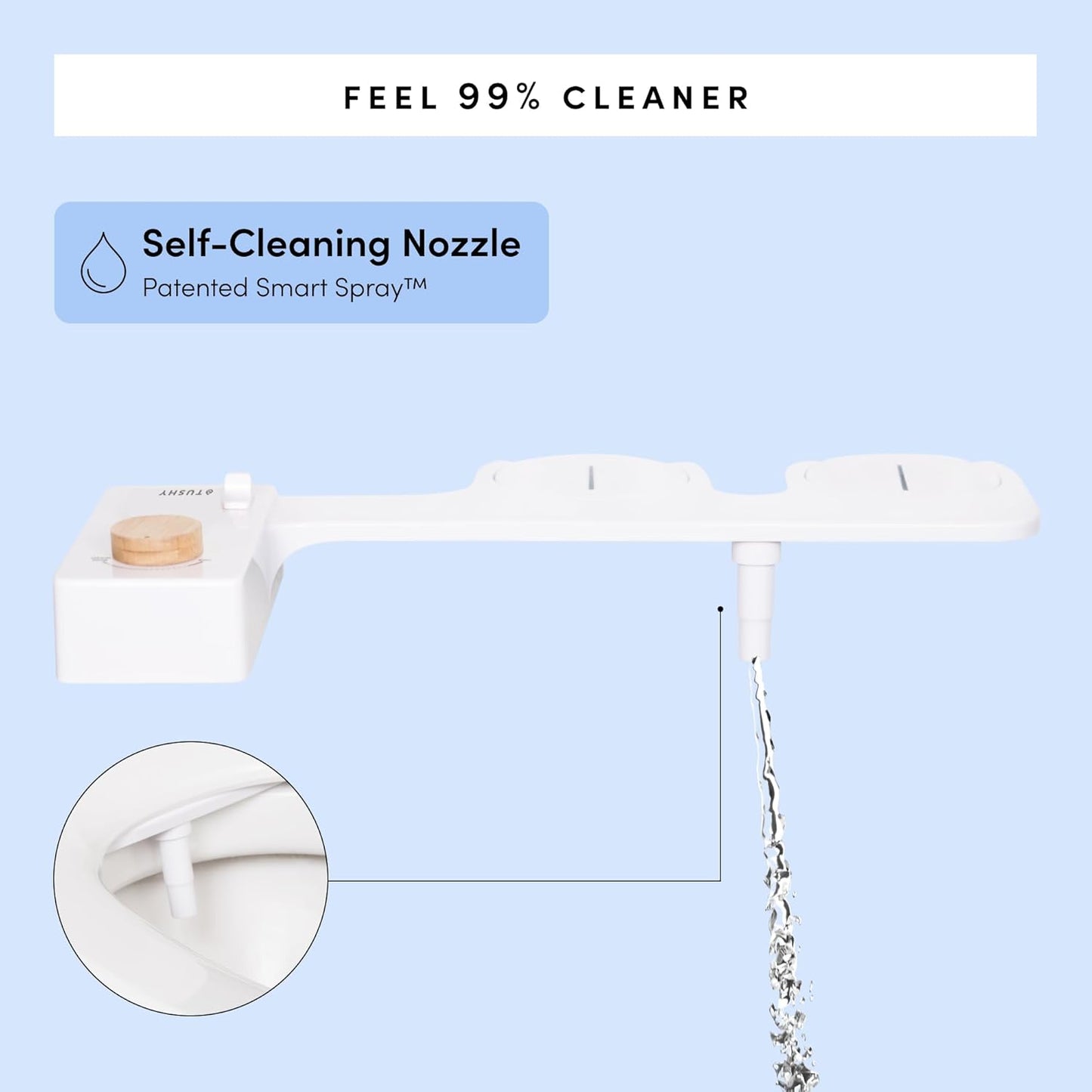 TUSHY Classic 3.0 Bidet Toilet Seat Attachment - A Non-Electric Self Cleaning Water Sprayer with Adjustable Water Pressure Nozzle, Angle Control & Easy Home Installation (White/Gold)