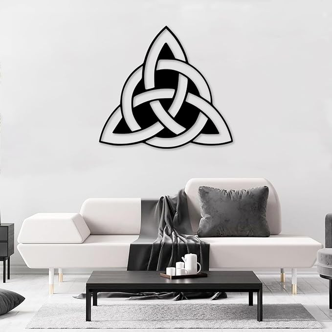 Celtic Wall Decor, Celtic Trinity Knot Metal Wall Art, Sacred Geometry Metal Wall Art, Celtic Symbol Wall Decor, Geometric Metal Decor, Metal Wall Art, Metal Wall Decor Living Room (Silver, 24"x22" | 60x55cm)