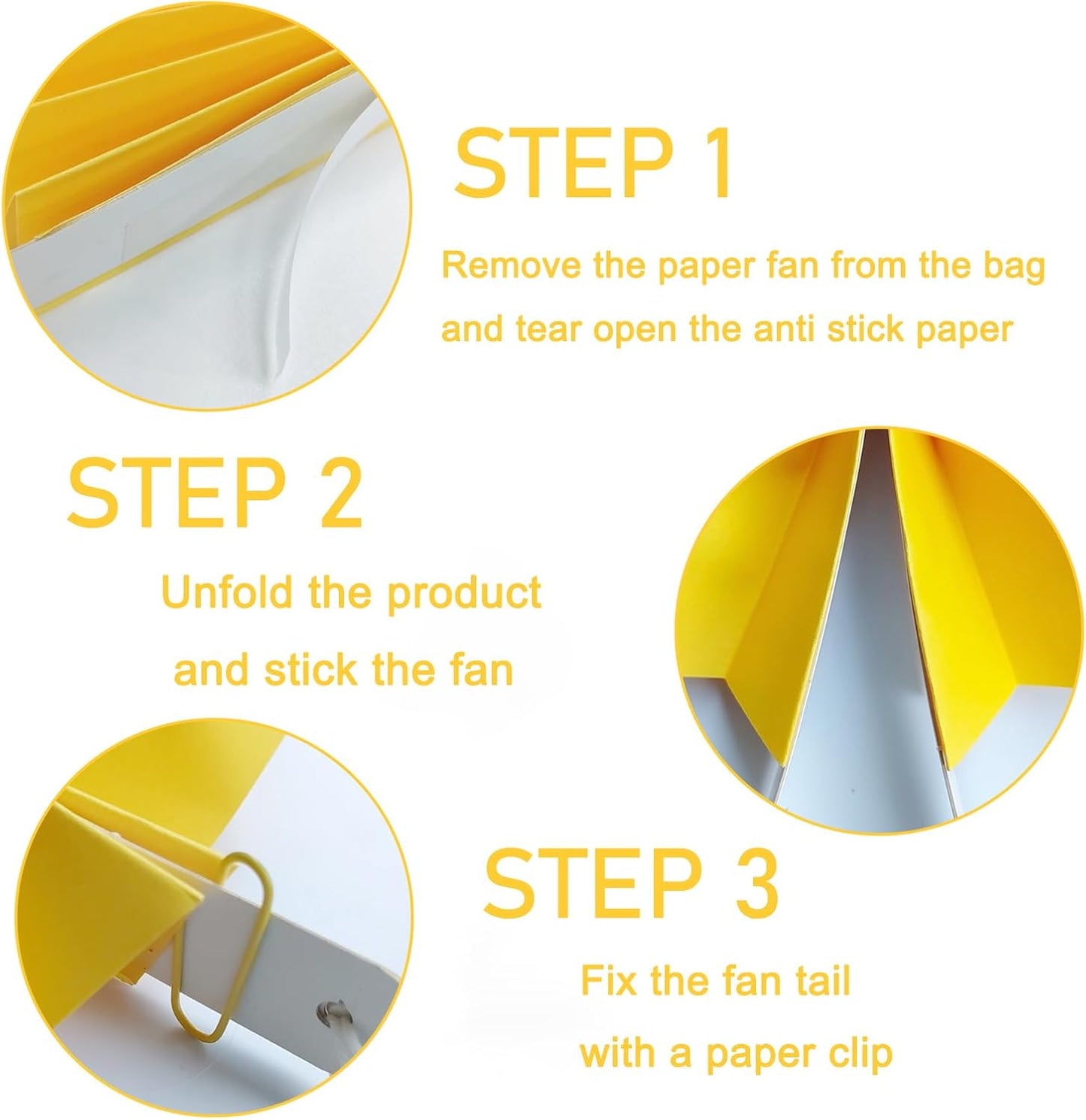 Yellow Birthday Decorations,DIY Yellow Paper Fans Hanging Decoration ,Party Supplies Party Fans 16in, Wedding Graduation Events Accessories 30 Color DIY Set （Yellow）