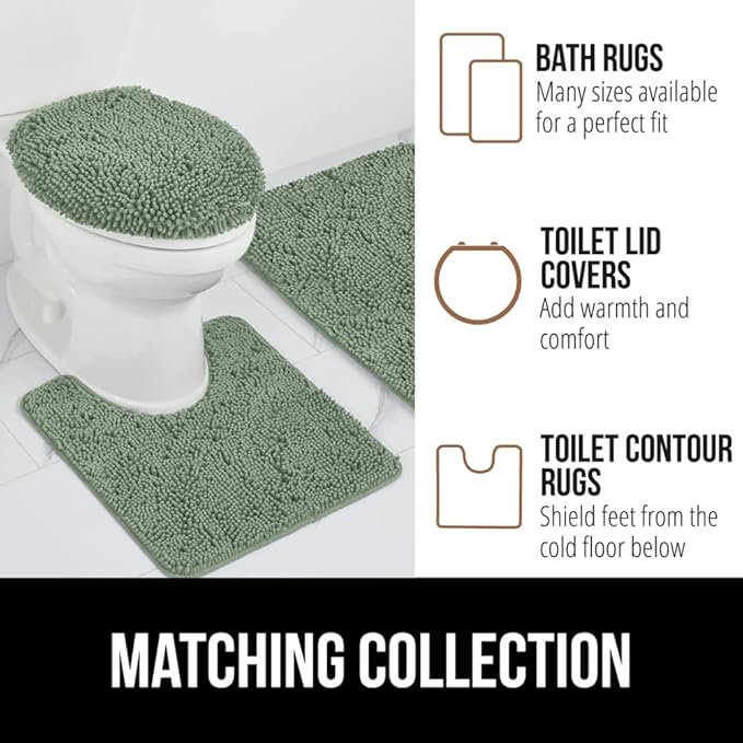 GORILLA GRIP Bath Rug Mat 60x24, Soft Absorbent Chenille, Quick Dry Microfiber Mats, Rubber Backing Washable Shower Floor Rugs, Bathmat Runner, US Designed Bathroom Home Decor Accessories Sage Green