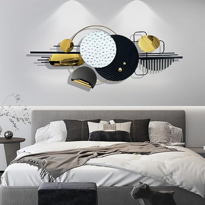Ironelle Metal Wall Art Modern Art Black White Wall Decor Art Large 59" x 22" Abstract Wall Decor for Living Room Dining Room Bedroom Aathroom Kitchen Hanging Wall Sculptures