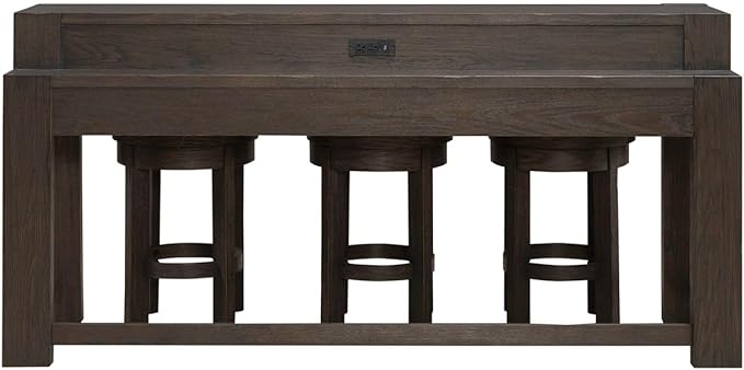 Liberty Furniture Lennox Hill Living Room 4 Piece Set - Console Bar Table, 3 Swivel Upholstered Stools - Bark