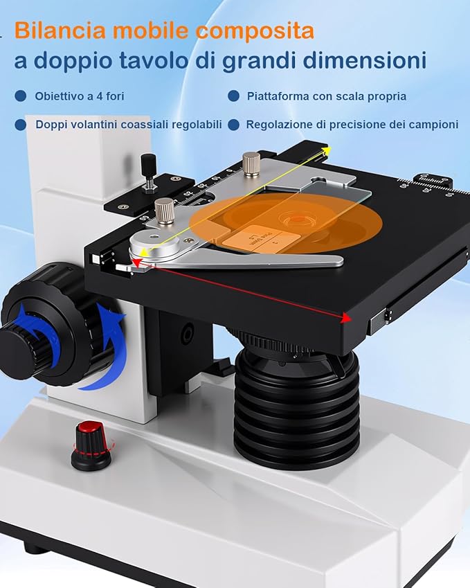 Goldstyle Compound trinocular Microscope, 40x-5000x Magnification, WF10x and WF25x eyepieces, LED Illumination, Adult Microscope for Schools, Home Labs, Children and Beginners