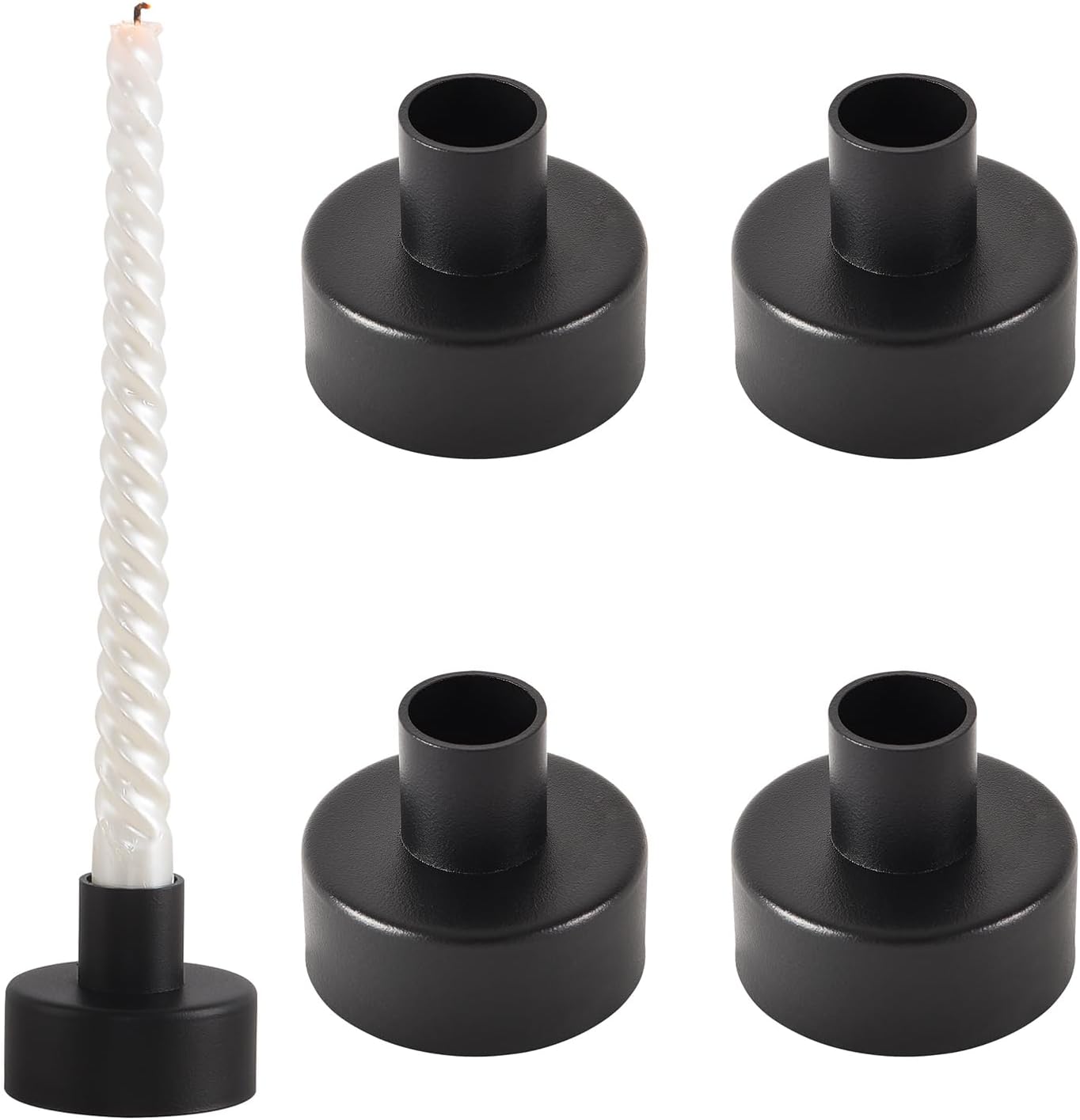 Black Candlestick Holders Set of 4,Vintage Taper Metal Candle Holders for Candle Sticks Holder Decor,Candelabra Candle Holder for Halloween Decoration Wedding Christmas Fireplace Mantel Home Decor