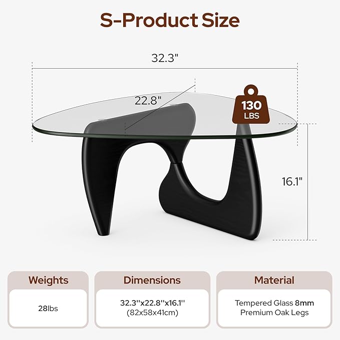 Modern Glass Coffee Table, Mid Century Triangle Coffee Table for Living Room Bedroom Reception Office Tables