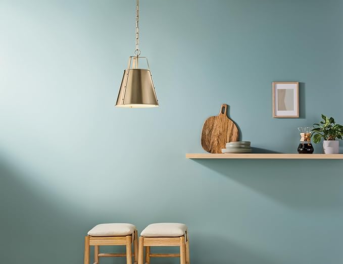 Kichler Etcher 1-Light Pendant, Updated Traditional Light with Etched Painted White Glass Diffuser in Champagne Bronze, for Kitchen or Dining Room (17" x 13"), 52710CPZ