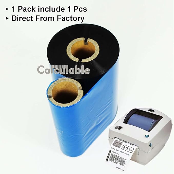 3 Count Pack 4.33" x 1476' Thermal Wax Ribbon Enhanced Wax Resin for Zebra Desktop Printer S4M Z4M 105SE 105S 105SL 105SLPlus 160S S500 S600