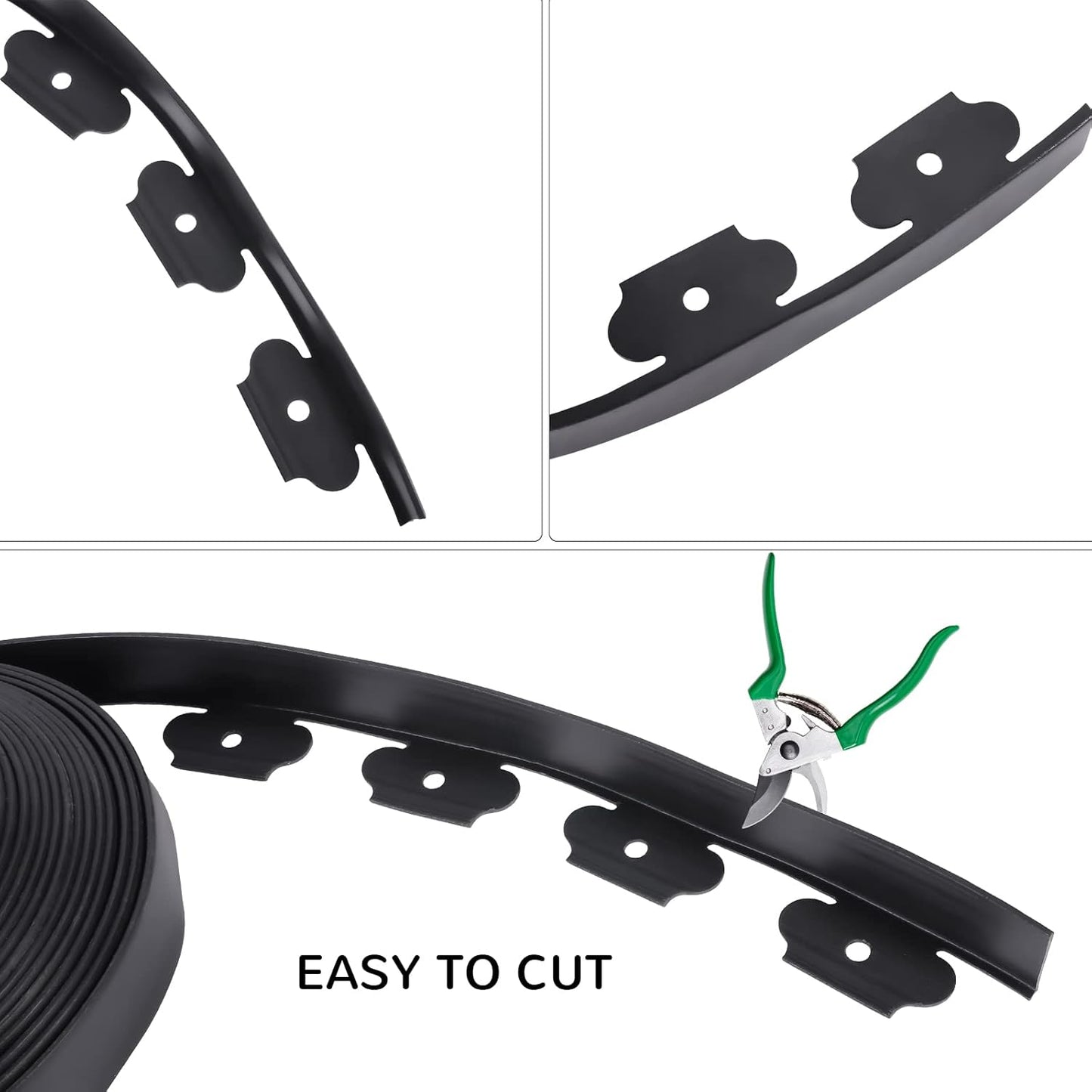 No Dig Durable Garden Landscape Edging Kit, 2 Inch Tall Black Plastic Lawn Border with 72pcs Anchoring Spikes for Landscaping, Flower Gardens, Lawn (60FT+72pcs Anchoring Spikes)