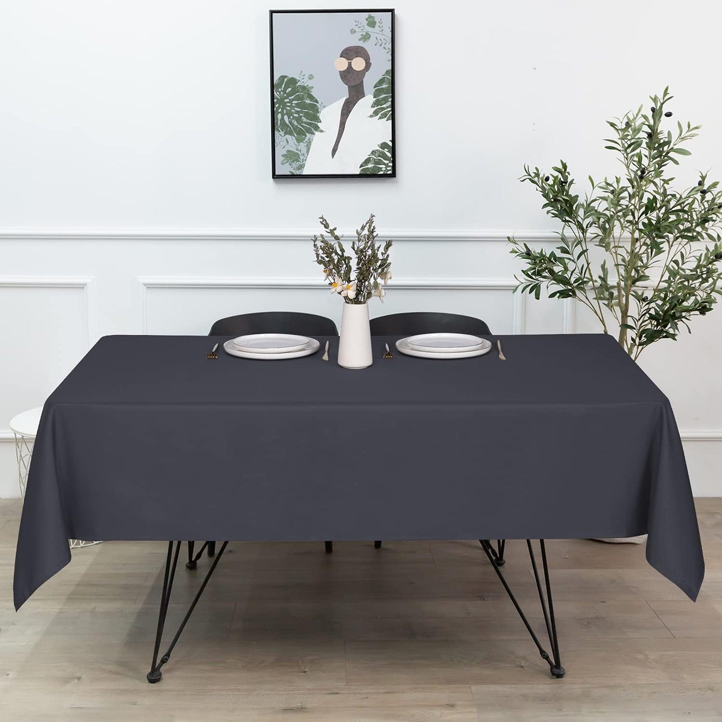 sancua Rectangle Tablecloth - 70 x 90 Inch - Stain and Wrinkle Resistant Washable Polyester Table Cloth, Decorative Fabric Table Cover for Dining Tables, Buffet Parties and Camping, Grey