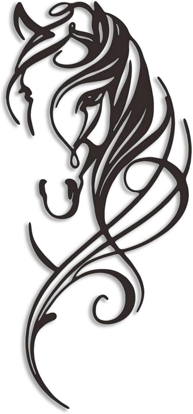 JBCHUCI Metal Horse Wall Art Decor - Western Equestrian Line Art & Dynamic Metal Wall Sculptures, Horse Wall Decor for Home Bedroom, Bathroom, Living Room (15.7x 7.2 Inch)