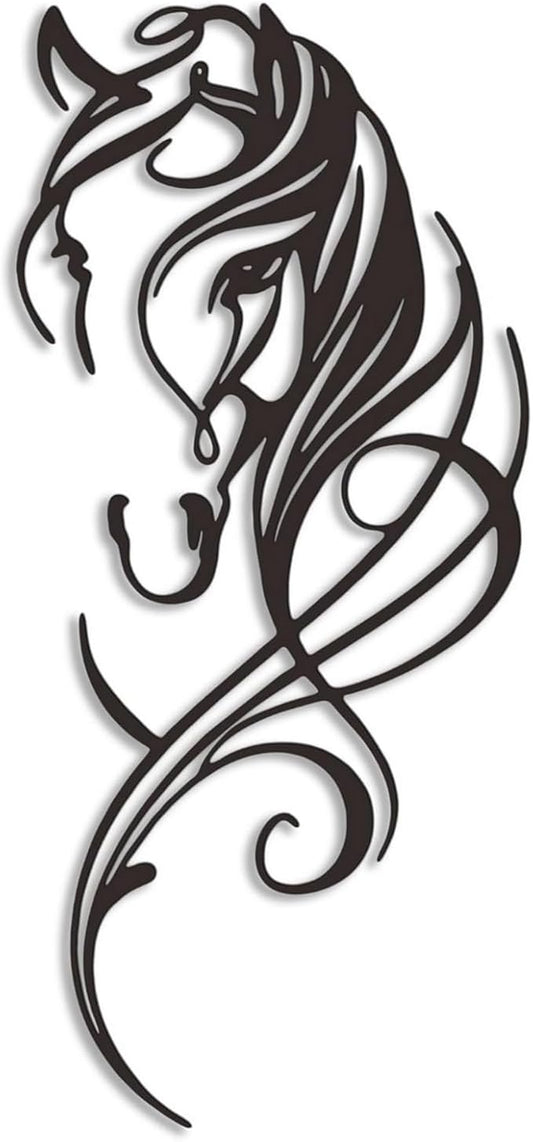 JBCHUCI Metal Horse Wall Art Decor - Western Equestrian Line Art & Dynamic Metal Wall Sculptures, Horse Wall Decor for Home Bedroom, Bathroom, Living Room (15.7x 7.2 Inch)