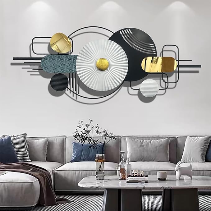 Ironelle Large Metal Wall Art Decor Modern Minimalist Wall Decor Black White Abstract Wall Art for Living Room Bedroom Office Dining Room Bathroom Kitchen Hallway Hanging Wall Sculptures