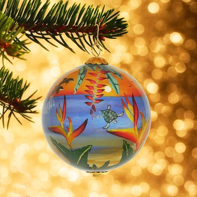 Collectible Hand Painted Maui Sunset Ornament Collectible with Gift Box SUH/M