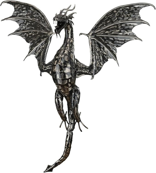 Regal Art & Gift Dragon Metal Wall Décor for Home - Large Wall Hanging Decorative Accent | Indoor Outdoor Metal Wall Art | Weather Resistant Sculpture for Living Room, Patio or Garden, Pewterr