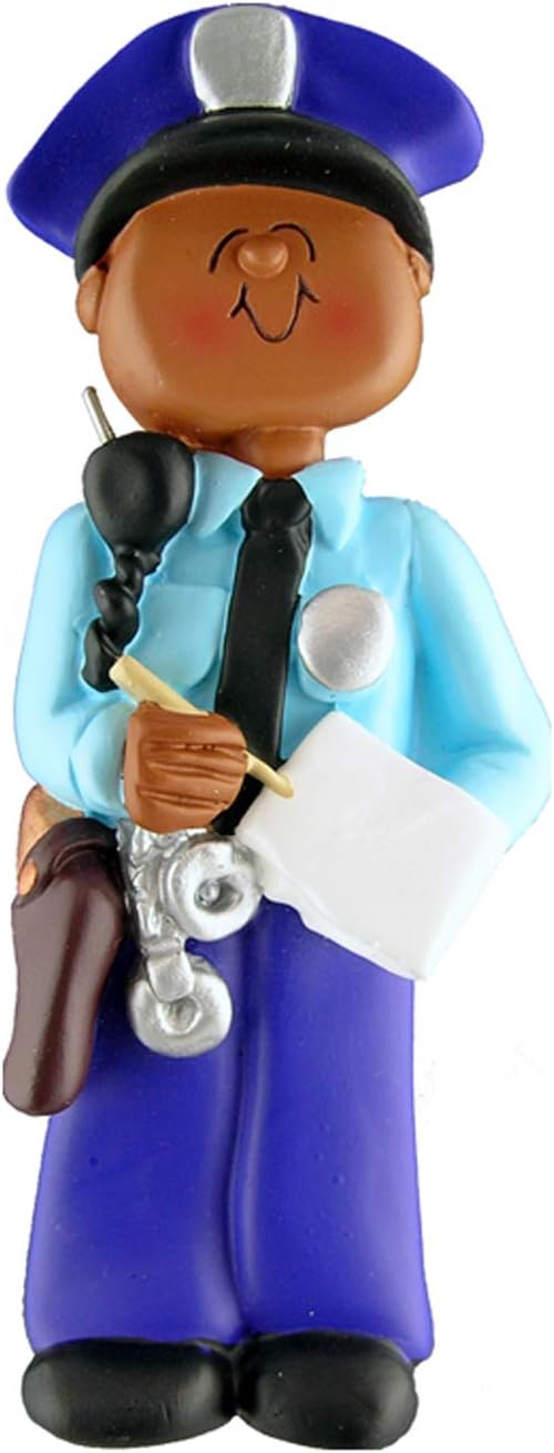 Personalized Police Christmas Ornament 2025 - The Police African American Christmas Ornaments Appreciation Gifts for Coworkers Best Friend Ornament Thank You Gifts for Coworker Ornaments by Elves