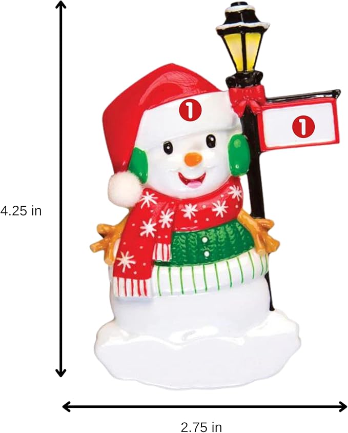 2025 Snowman Kids Personalized Christmas Ornament – Custom Resin Ornament with Child’s Name – Cute Holiday Keepsake for Boys & Girls – Xmas Tree Decoration Gift for Children (Snowman with Light)